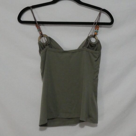 ELAN | small | Khaki Top with Beaded Straps - Picture 2 of 12